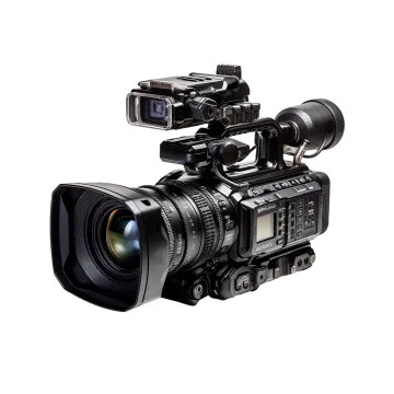 a black camera on a white background