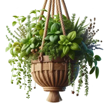 a basket filled with herbs and herbs
