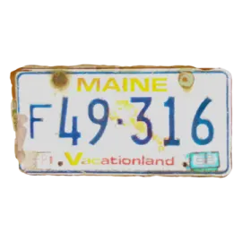 a white license plate with the word maine on it