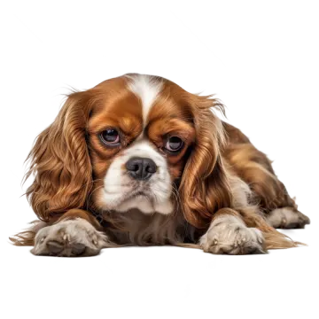 a small brown and white dog laying down