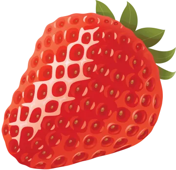 a red strawberry with green leaves on it
