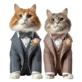 two cats dressed up as gentlemans