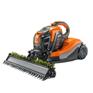 a lawn mower on a white background
