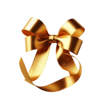 a gold bow on a white background