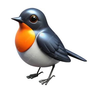 a black and white bird with orange eyes