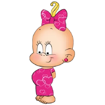 a cartoon baby girl in a pink dress