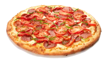 a pizza with pepper and cheese on it