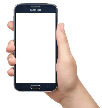 a hand holding a cell with a white screen