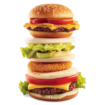 a stack of hamburgers