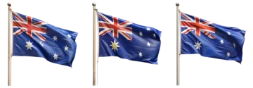 three australian flags flying in the wind