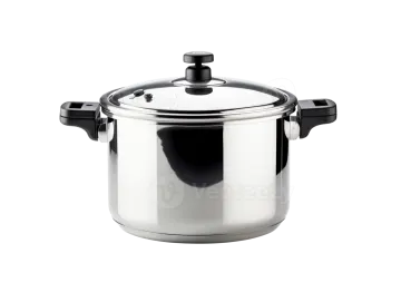 a stainless pot with lid and handle