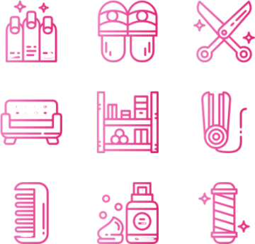 a set of icons in pink and white