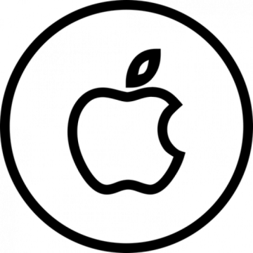 a black and white apple logo