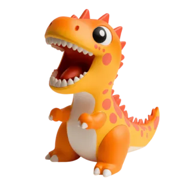 a toy dinosaur with its mouth open
