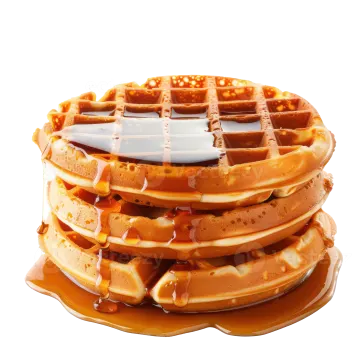 a stack of was with syrup on top
