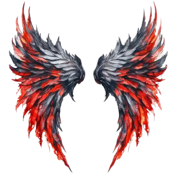 two red and black wings on a white background