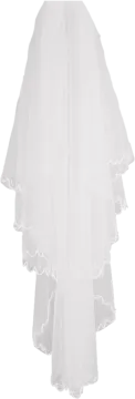 a white veil with laces on it