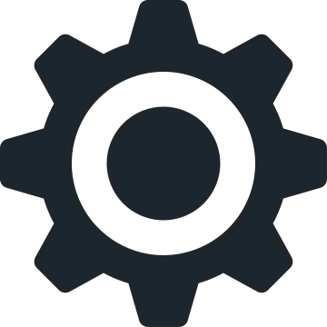 a black and white gear icon