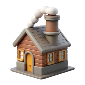 a small house with a chimney on top