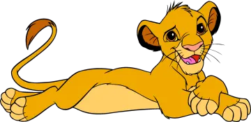 a cartoon lion laying down on the ground