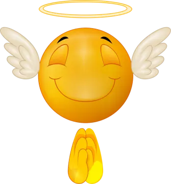 a smiley face with angel wings