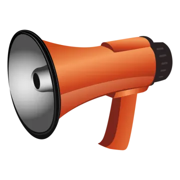 an orange megaphone on a white background