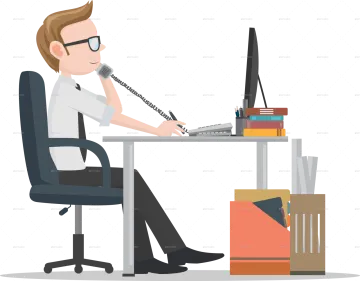 a man sitting at his desk and talking on the phone