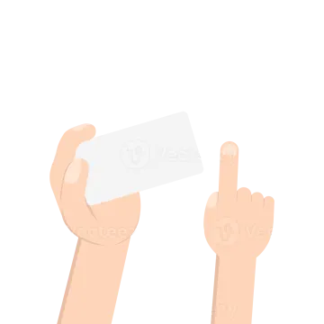 two hands holding a business card