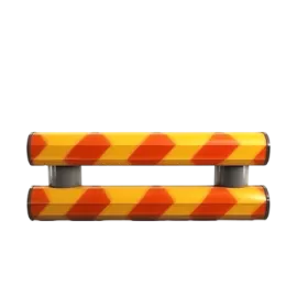 an orange and yellow barrier with a white background