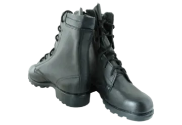 a pair of black combat boots