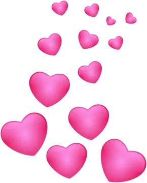 a bunch of pink hearts floating in the air