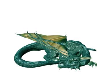 a green dragon sitting on top of a rock