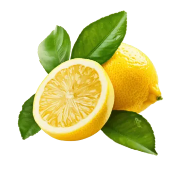 two lemons with leaves on a white background