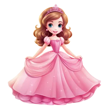 cute princess in a pink dress isolated on a white background