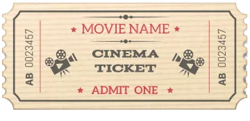 a movie ticket with the words cinema ticket admit