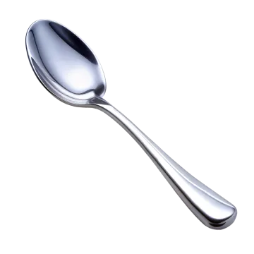 a silver spoon on a white background