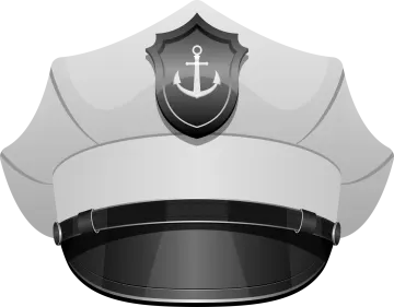 a black and white hat with an anchor on it