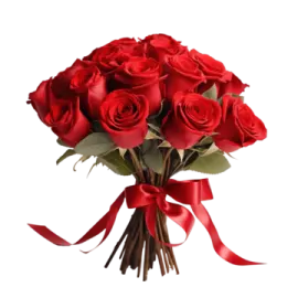 a bouquet of red roses
