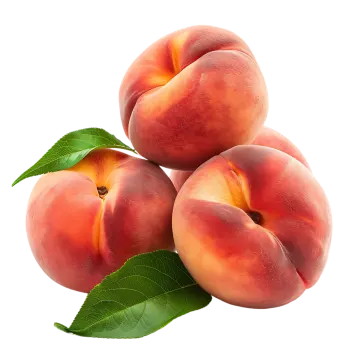three peaches on a white background