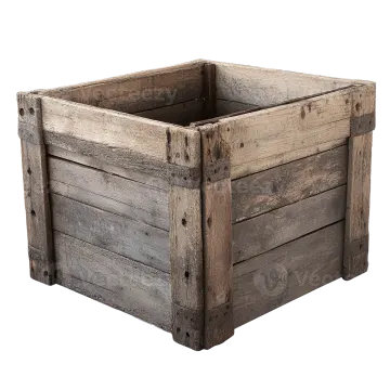 a wooden box on a white background