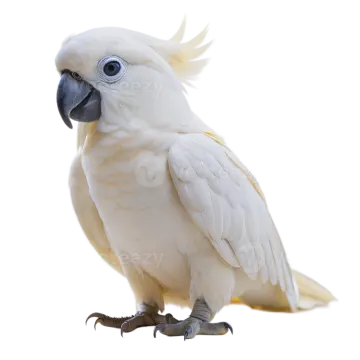 a white parrot with yellow feathers on its head