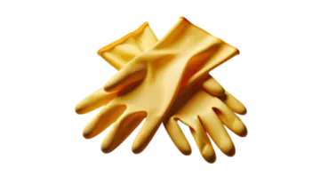 a pair of yellow gloves on a white background