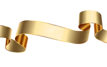 a gold ribbon on a white background