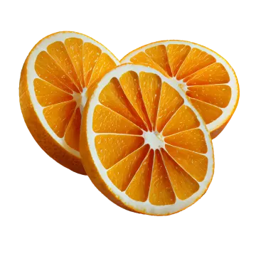 two oranges cut in half on a white background