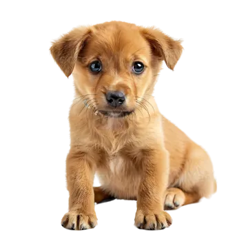 a small brown dog sitting down on a white surface