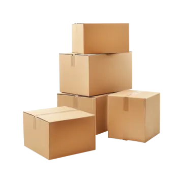 a pile of cardboard boxes on white background