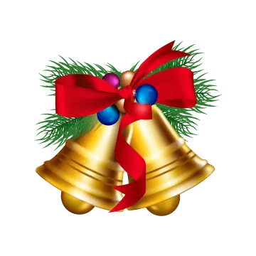 a christmas bell with a red bow on top