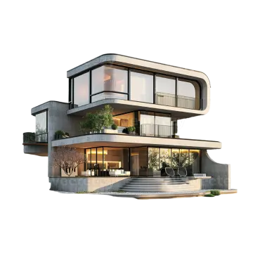 a rendering of a modern house on a white background