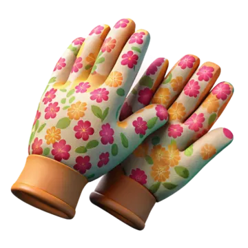 a pair of gardening gloves with colorful flowers