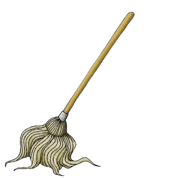 a broom with a long wooden handle